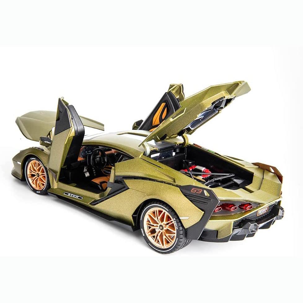 1/18 масштаб Lambo Sian, литая под давлением модель автомобиля, игрушечный автомобиль с откатным механизмом, звуком и светом для детей, взрослых, подарочная коллекция
