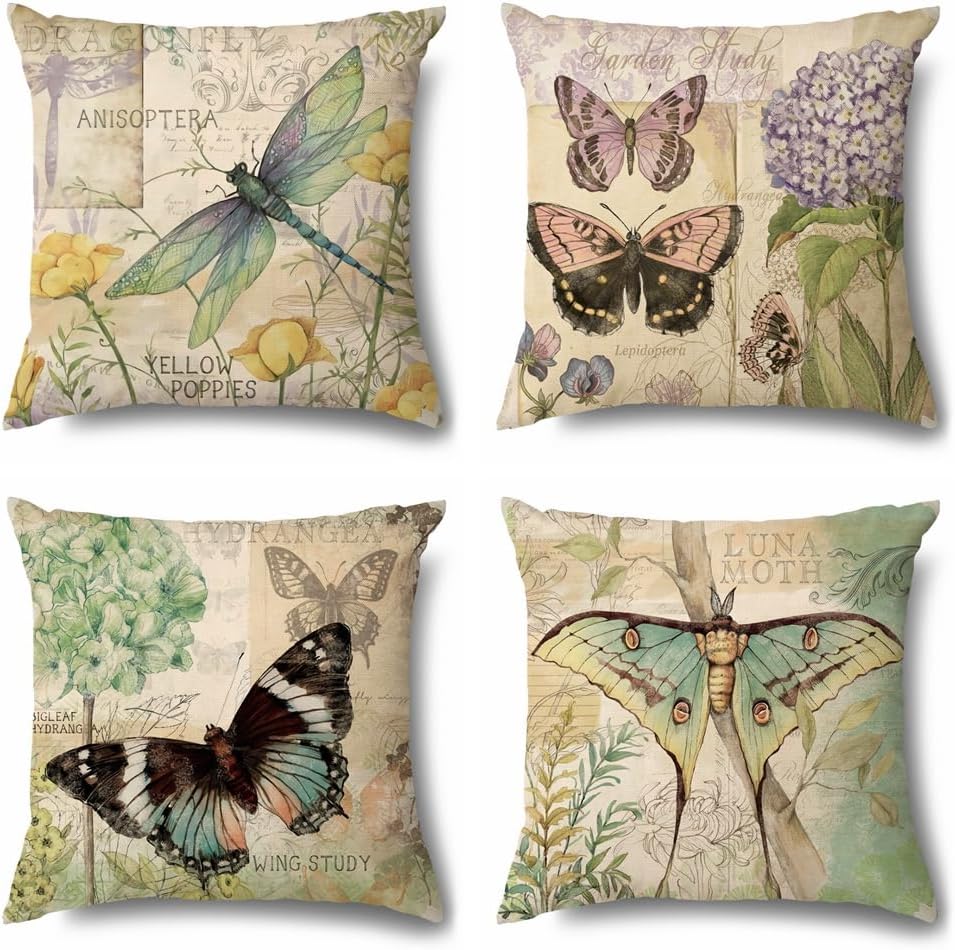 Spring Pillow Covers Set Of 4 Farmhouse Pillow Covers Outdoor Decorative Throw Cushion Case For Sofa Couch Living Room