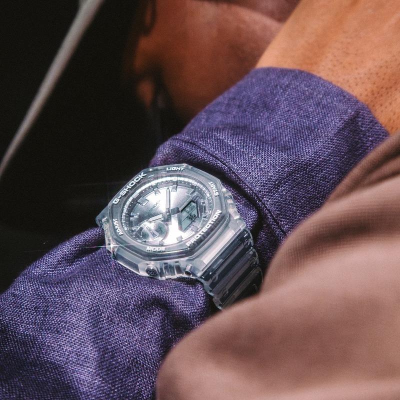 Casio Мужские часы G-SHOCK из смолы, водостойкость 200 м, аналоговые, ударопрочные, кварцевые, GA-2100BM-7A8