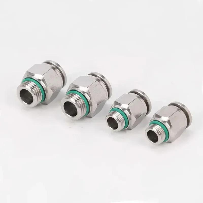 PC Pneumatic Quick Connector 304 Stainless Steel G Thread M5 M6 1/8" 1/4" 3/8" 1/2" BSP External Thread Pipe Water Gas Connector
