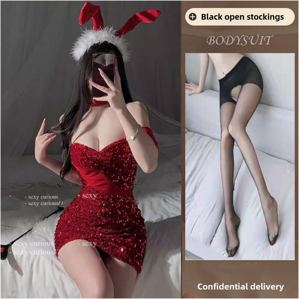 Sexy Christmas Lingerie Seduction Robe Uniform Suit Pajamas Sex Passion Winter Bunny