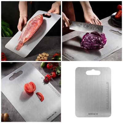 Прочная разделочная доска для кухни Двусторонняя разделочная доска из нержавеющей стали для повышения производительности кухни