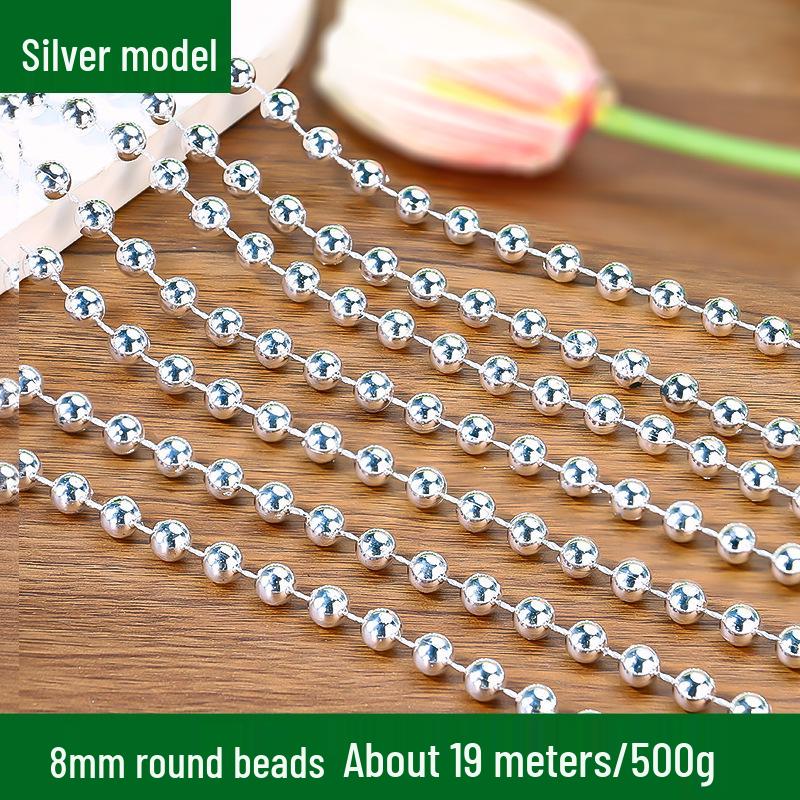 Gold & Silver Electroplated Bead String for DIY Christmas Tree Decorations