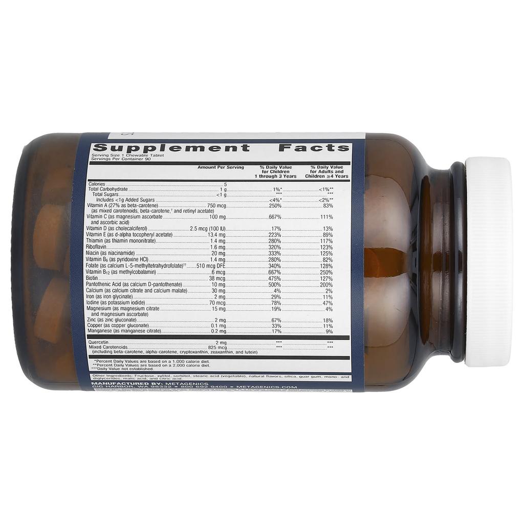 Multiogenics® Chewable, Orange, 90 Tablets