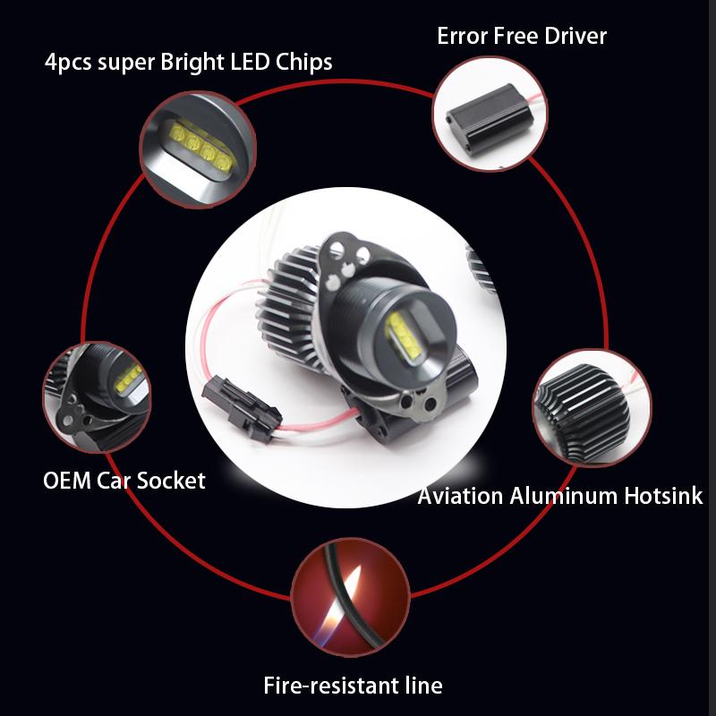Daytime Light 160W/pair 6000K White Color DRL LED Marker Light Angel Eyes Bulbs for BMW 3 series E90 E91 LCI Halogen 09-11