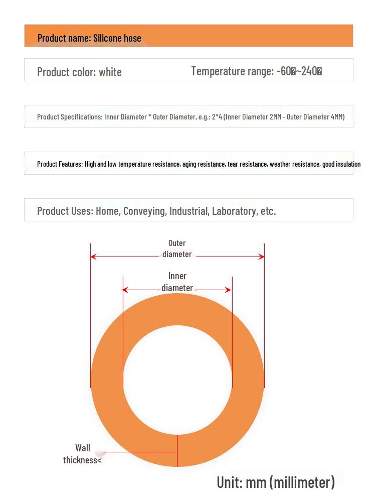 High-Temperature Resistant Semi-Transparent Silicone Rubber Hose - Elastic Industrial-Grade Heat Conduction Tube