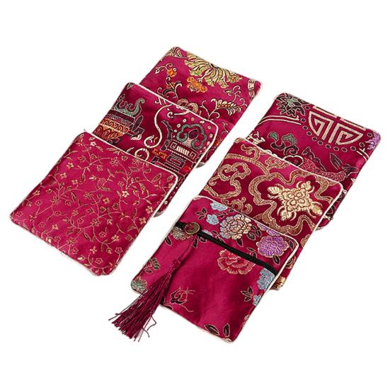 Great Super Soft Fabric Coin Bag Small Jewelry Embroidery Organizer Pouch for Office