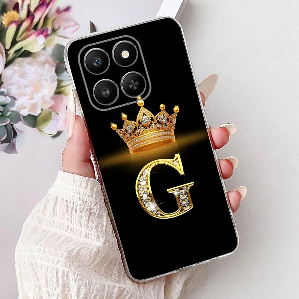 Clear For Honor 400Smart 5G LGN-NX1 Case For Honor 400 Smart Cover Luxury A-Z Letters Fashion Flowers Crown Soft Bumper Casing