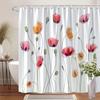 1 Fashion Poppy Shower Curtain, Machine Washable Polyester Fabric, with 12 Hooks, Woven Watercolor Bathroom Decor