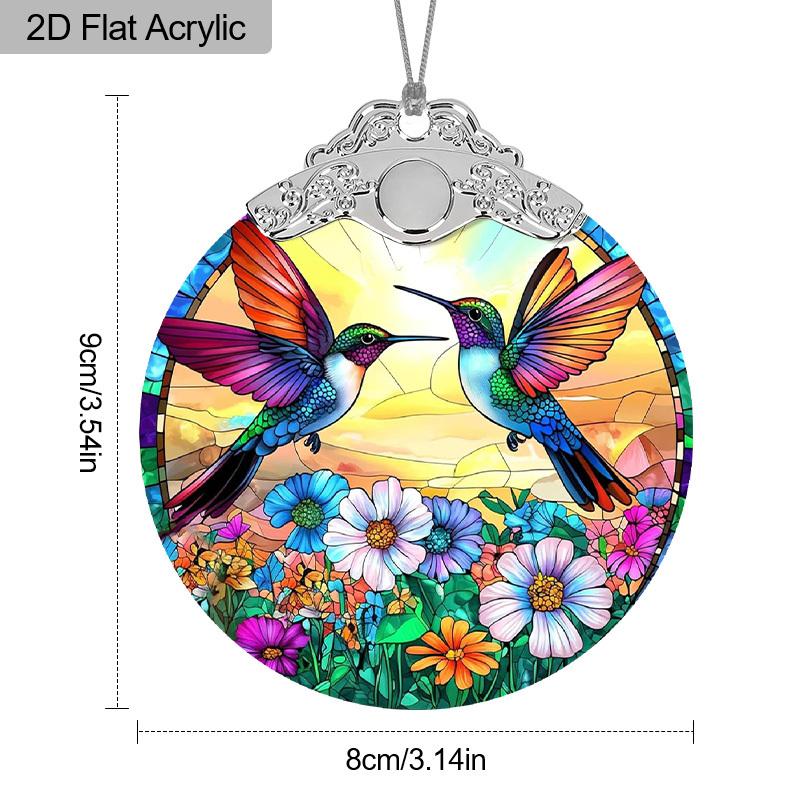 2D плоская 1 шт. Колибри Акриловый Орнамент Весенний Ловец Солнца, Идеальное Весеннее Украшение, Украшение для Сада, Брелок для Автомобиля/Рюкзака