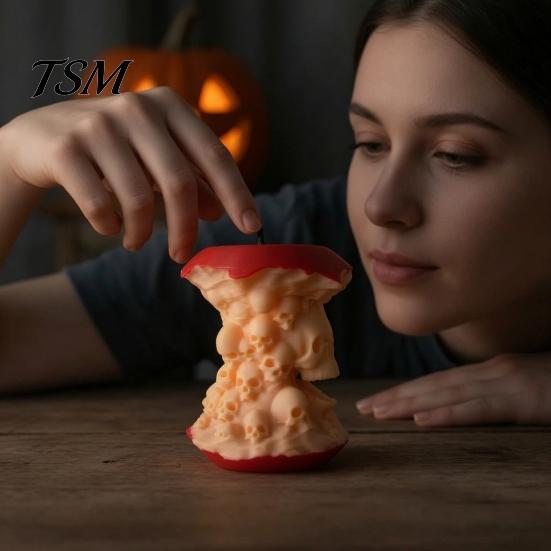 Художественное ремесло Коллекционная 3D-печатная фигурка Череп с яблоками, Жуткий скелет Забавное настольное украшение Скульптура, Хэллоуин Готический Декор для рабочего стола,