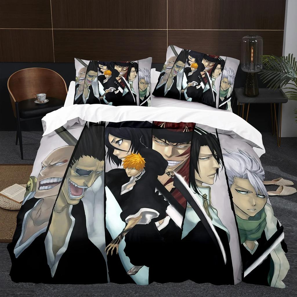 Японское Аниме B-BLEACH Комплект Постельного Белья Мультяжное Одеяло Пододеяльник Комплекты Односпальный Полуторный Двуспальный Кингсайз Домашний Декор Детский Каваи Подарки