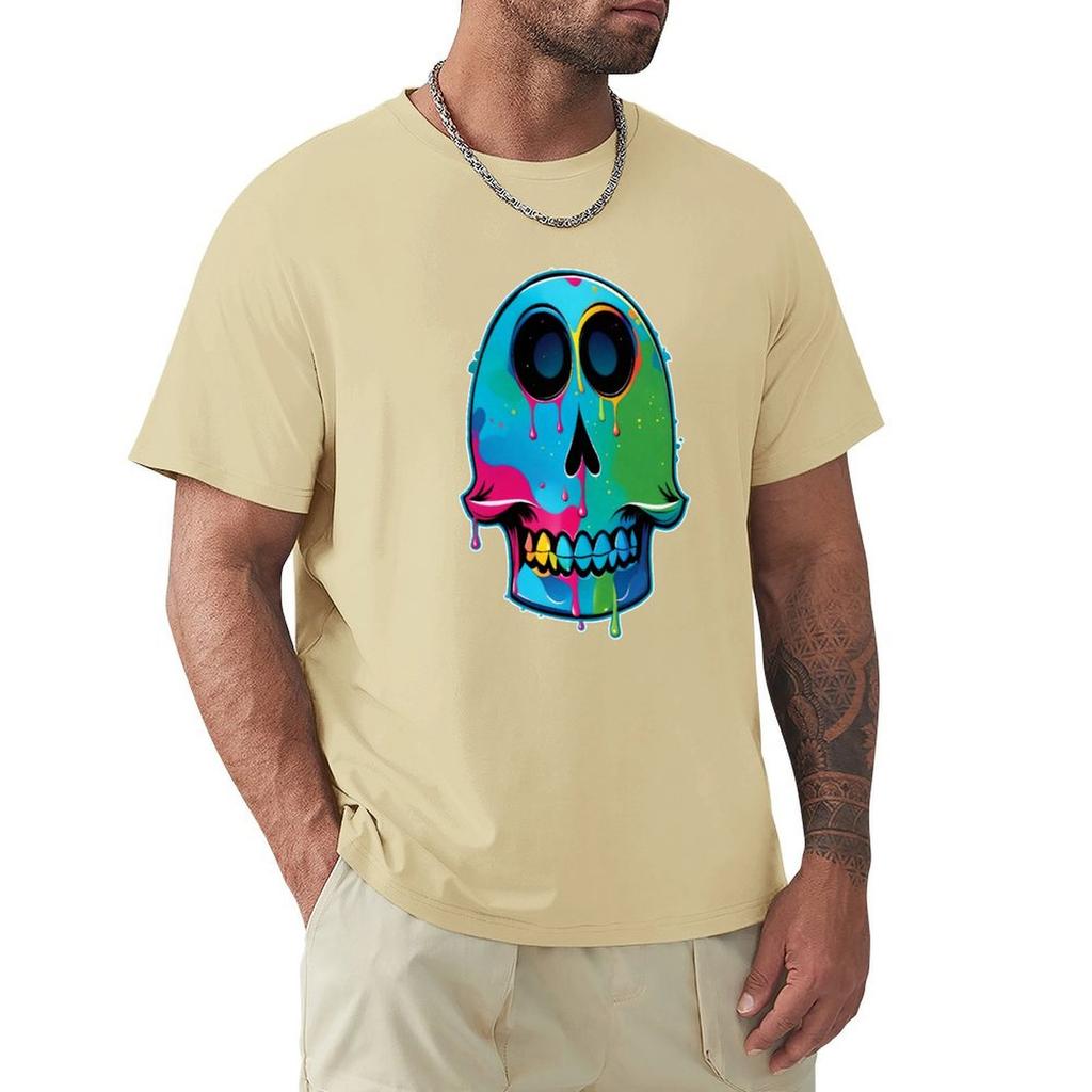 Капля и Улыбка: Красочная и игривая причудливая футболка с рисунком черепа, графические футболки, аниме-футболки, мужские тренировочные рубашки