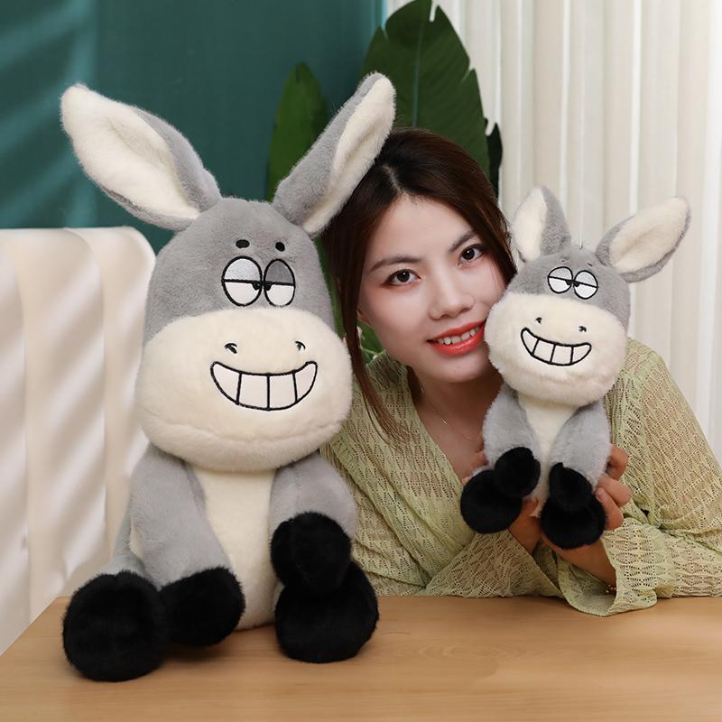 25/40 см милая игрушка с большими глазами и улыбкой, милый серый ослик, плюшевая кукла, мягкое животное для детской комнаты, декор, подарок