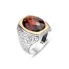 Мужское кольцо из серебра 925 карата с гранатом, уникальный ремесленный дизайн, элегантные мужские украшения с гранатом, идея подарка для мужчин