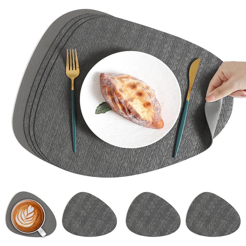 Nordic ins water drop leather placemat waterproof and oil-proof mat rice ear pattern thermal insulation mat bowl mat water drop placemat