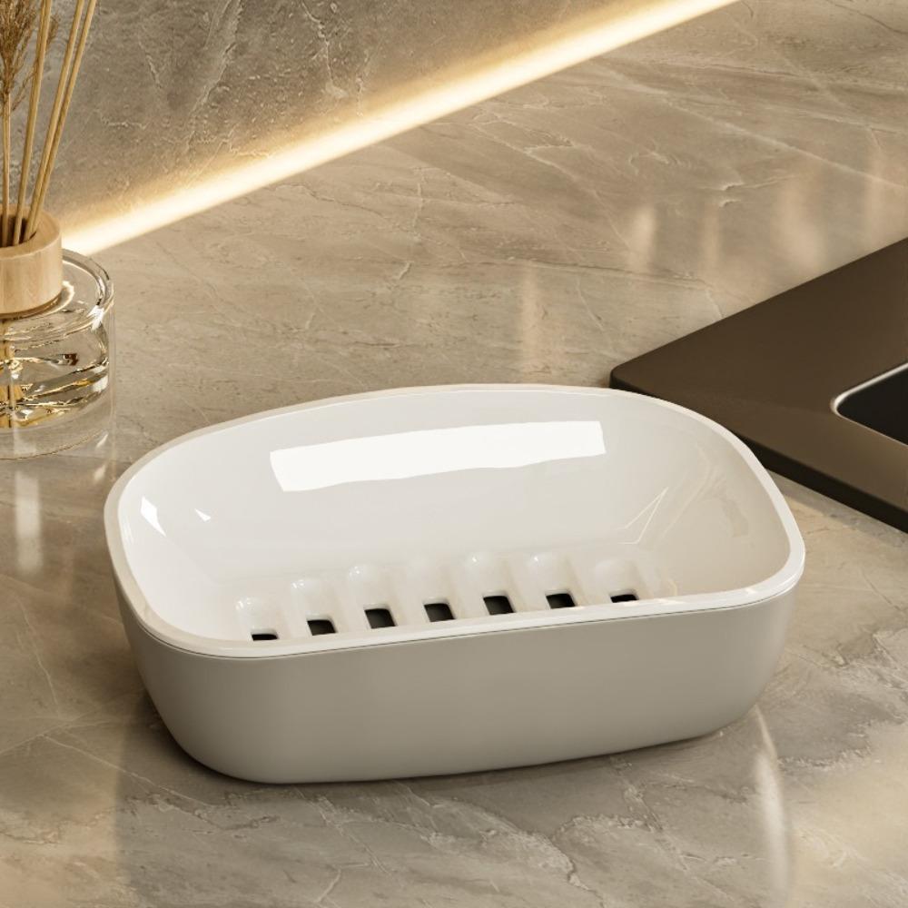 Plastic Soap Box Double-Layer Soap Storage Holder Portable Draining Soap Shelf Home Bathroom