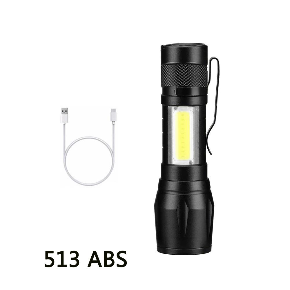 Мини светодиодный фонарик COB+XPE Портативный фонарь USB-зарядка Кемпинговый фонарь Масштабируемый фокусирующий свет Тактический фонарик с зажимом для ручки