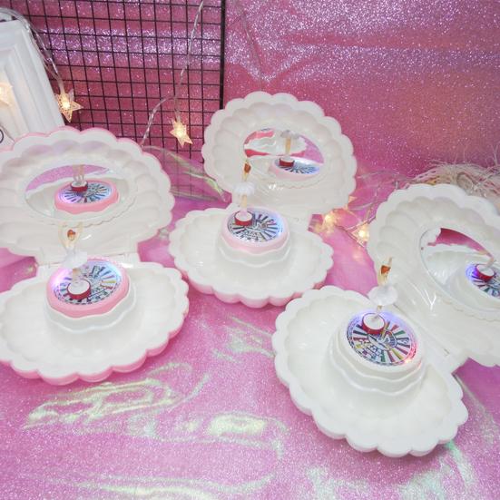 Вращающаяся светодиодная музыкальная шкатулка в форме ракушки для девочек, музыкальная игрушка, детский рождественский подарок