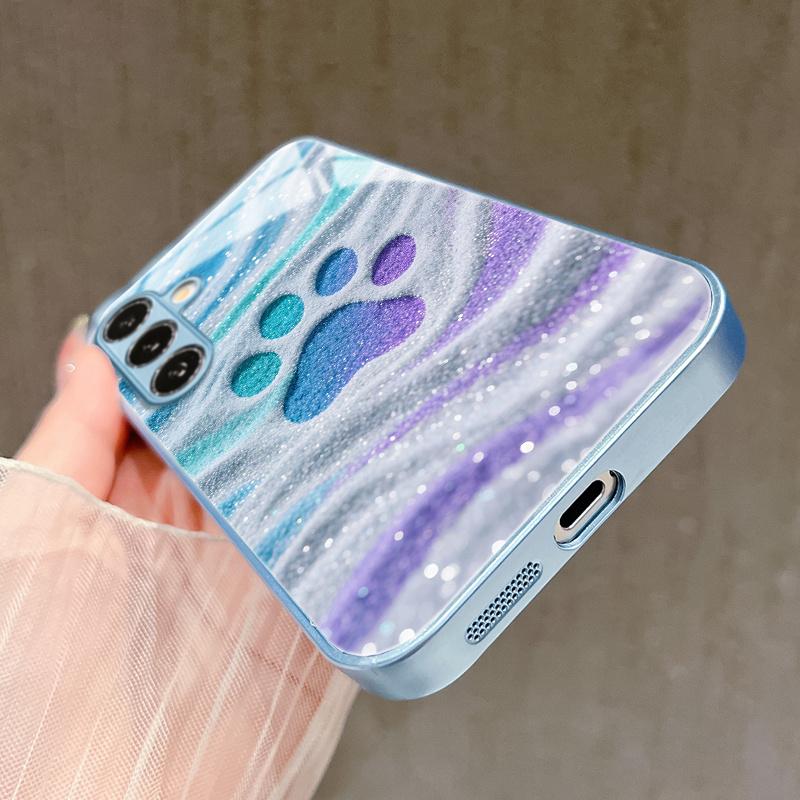 Милые и разноцветные отпечатки лап Изысканный чехол для телефона для Samsung Galaxy S26 S25 S24 S23 S22 FE Ultra Plus Мужчины женщины Встроенное стекло