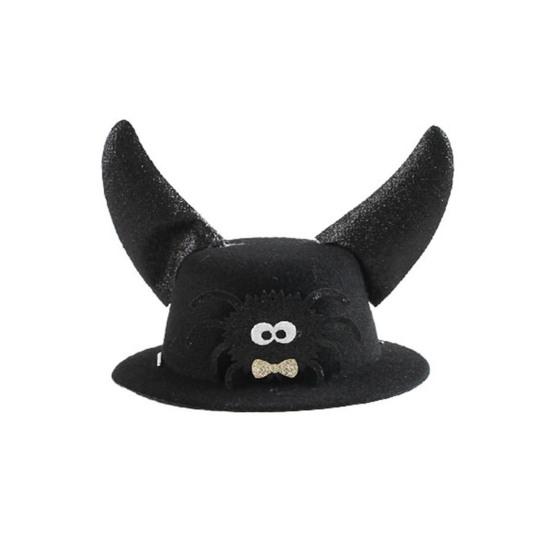 Хэллоуин Шляпа для питомца Кошачья формальная шляпа с рогами Шляпа тыква-паук Регулируемый головной убор для маленьких собак и кошек Праздничный костюмный аксессуар