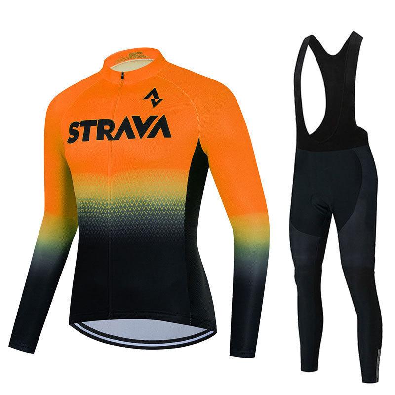 Хит продаж, комплект велосипедной джерси STRAVA с длинным рукавом, пограничная версия, быстросохнущие дышащие лямки с рисунками на выбор