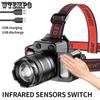 Strong Light Sensor Headlamp Zoom Rechargeable USB Rechargeable Red and Blue Flash Multifunctional Fishing Mining Lamp Headwear Lighting
