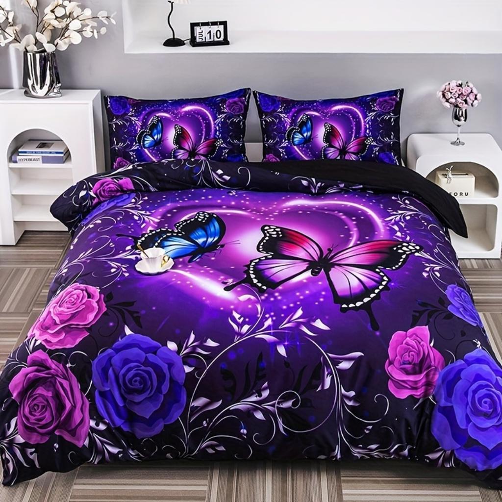 Bueatiful Butterfly Digital Printed Bedding Set Soft Duvet Cover King Queen Twin Single Size Bithday Gift Bedroom Decoration