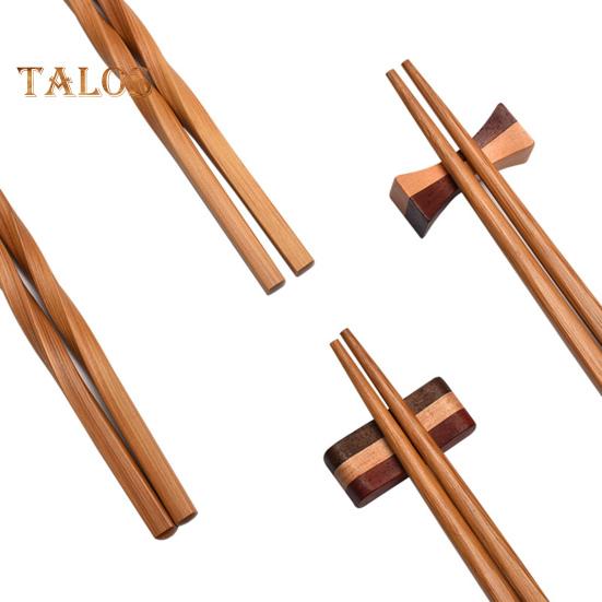 5 Pairs Food Chopsticks Tight Bite Grab Food Natural Bamboo Wood Practical Carbonized Twist Chinese Style Chopsticks Home Supplies