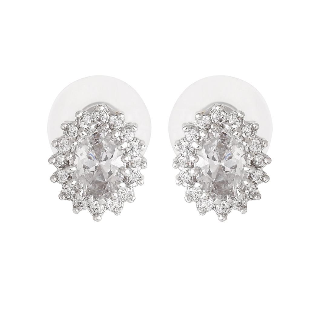 Женские серьги-гвоздики Estele с мерцающим цирконием и родиевым покрытием