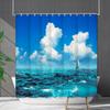 Shower Curtain Waterproof And Mildew-Proof Coconut Tree Beach Beach Bathroom Shower Curtain Shower Curtain Partition Curtain Free Punching
