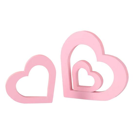 3 шт. Деревянные центральные элементы в форме сердца, Романтический знак в форме сердца на День святого Валентина для стола, камина, свадебной вечеринки, домашнего декора