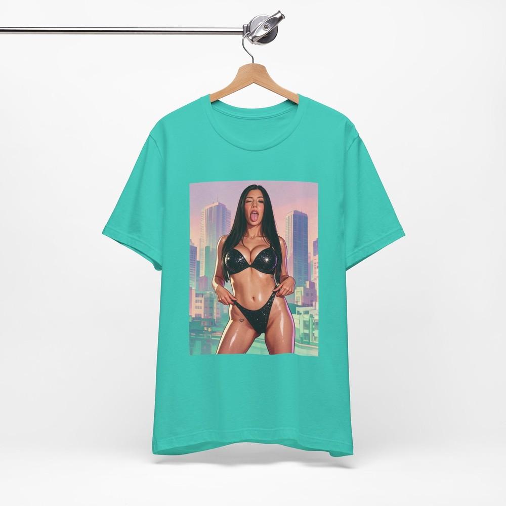 Футболка Пин-ап с принтом Lizzy Lust Bikini | Футболка Streetwear с графикой GTA 6