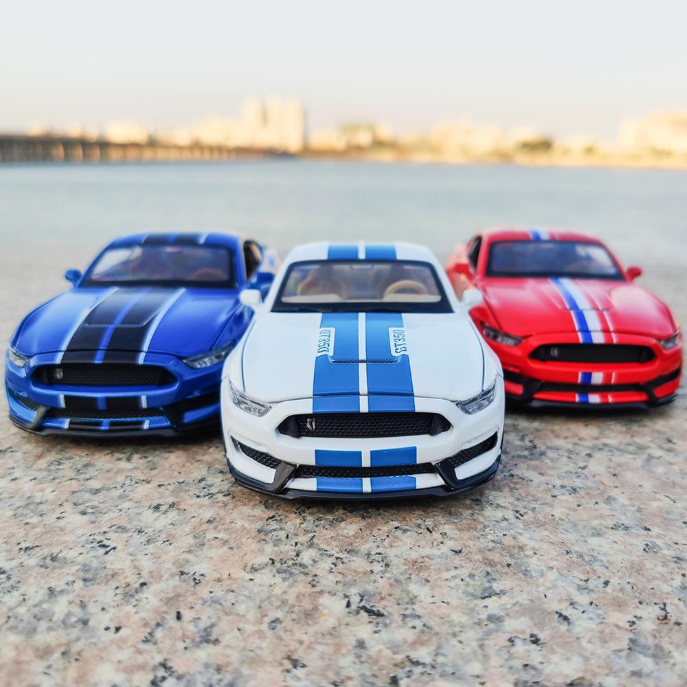 Масштаб 1/32 Shelby GT350, литая под давлением модель автомобиля, игрушечная машинка с откатным механизмом со звуком и светом для мальчиков и девочек, подарок