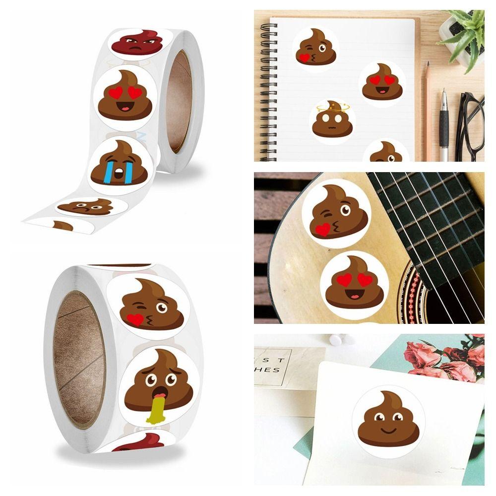 500pcs Seal Poop Emoticons Sticker Self-adhesive Reward Sticker Creative Stationery Sticker Teacher