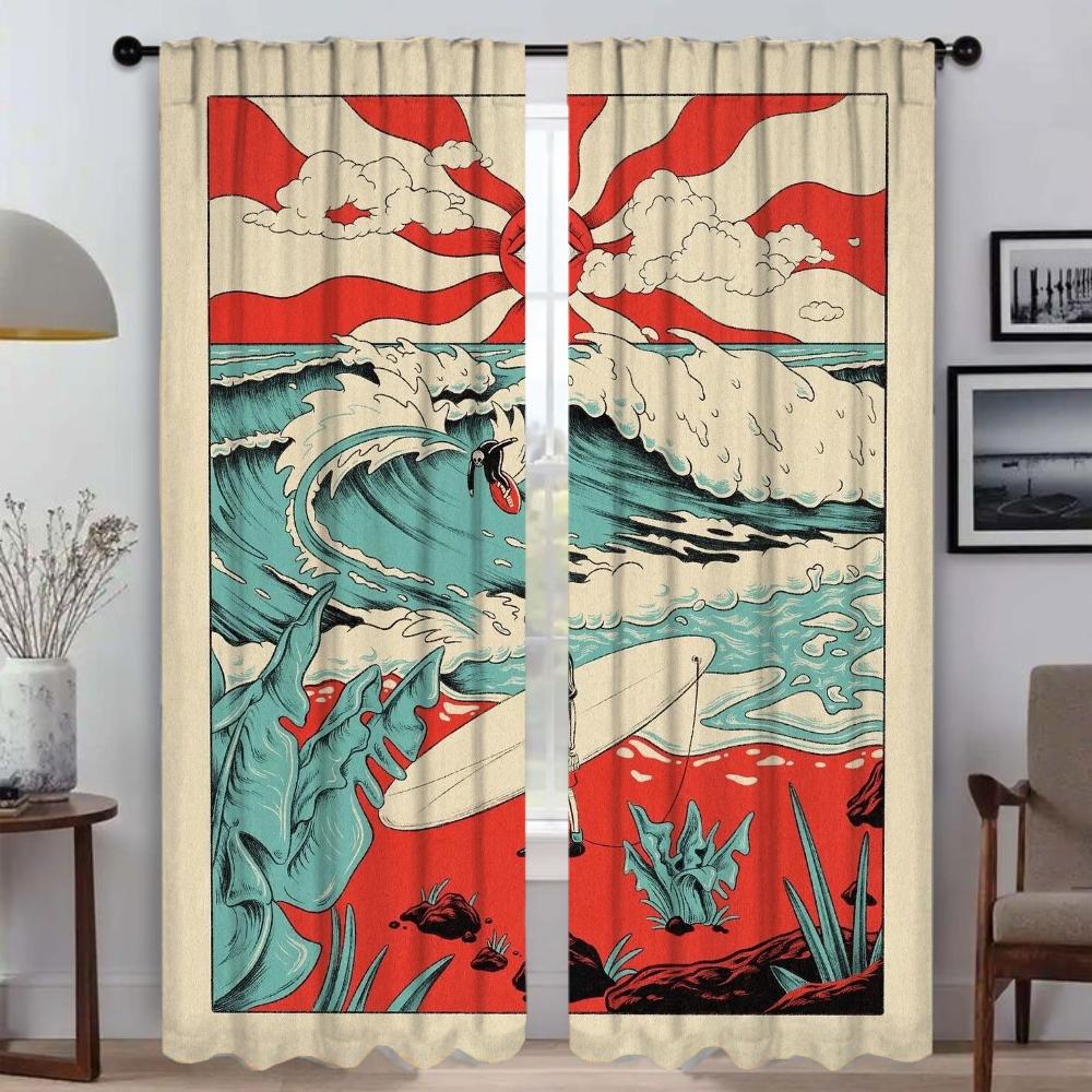 Домашний интерьер Шторы для Camera Imagination Blackout Шторы для комнаты 2 Панельные жалюзи Украшения на Хэллоуин Разделение Гостиная