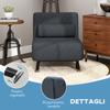 3-in-1 Sofa Bed Armchair with Adjustable Backrest and Cushion, in Linen-Effect Fabric and Steel, Dark Grey