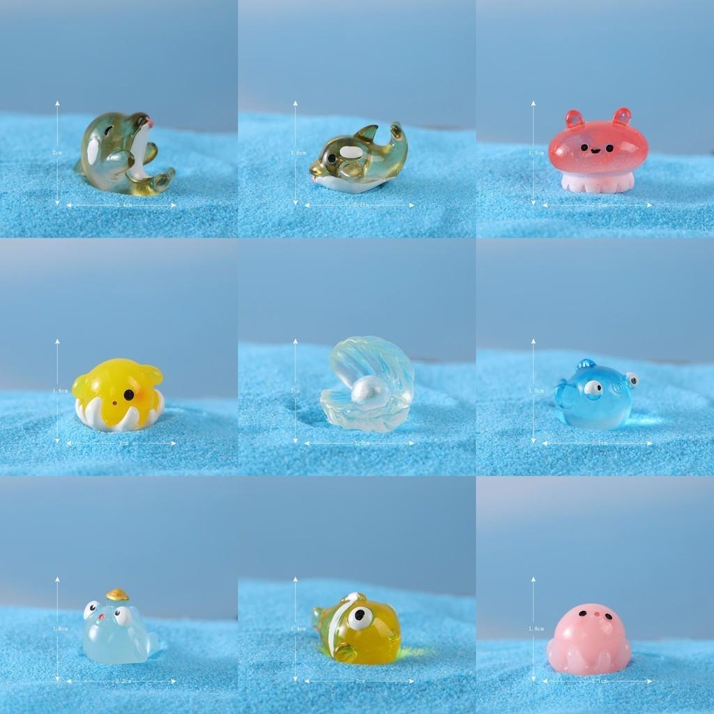 Adorable Resin Ocean Animal Figurines With Cute Cartoon Designs Including Whale Jellyfish Hermit Crab And More