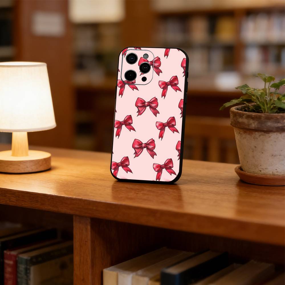 Чехол для телефона с бантом для iPhone 17, 16, 15, 14, 13, 12, 11 Plus, Pro Max, Другие Мягкий Черный Чехол