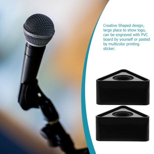 EXCEART Interview Microphone Flags, ABS Injection Molded Triangle Microphone Flags for Advertising and Image Enhancement, Set of 2 (Black)