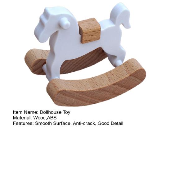 Doll House Accessories Rocking Wooden Trojan Horse Smooth Surface Anti-crack Good Detail Photo Prop Dollhouse Miniature Dollhouse Toy