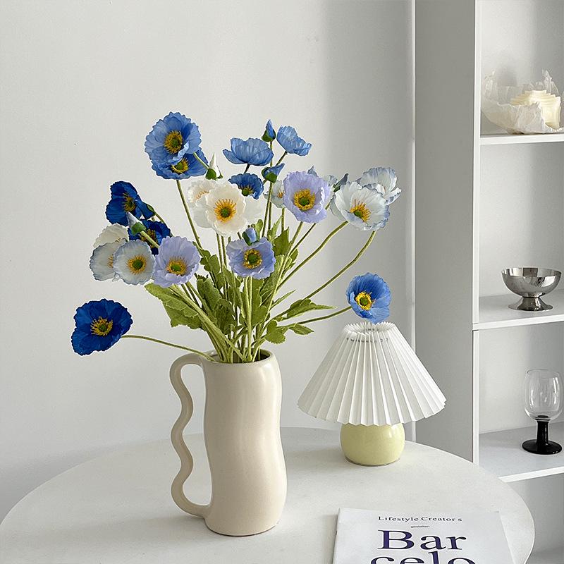 Искусственные цветы мака с шелковым напылением для свадьбы, домашнего декора и фотореквизита