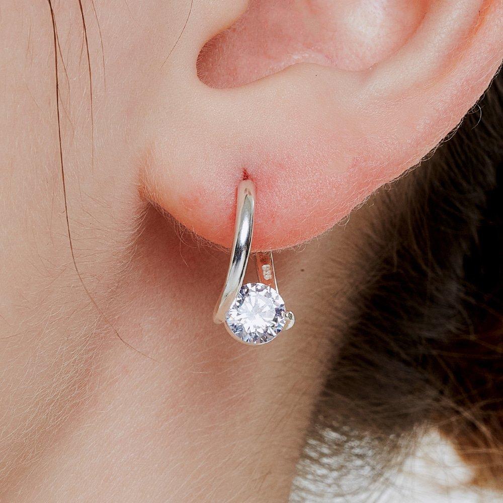 14kgf Cross Cubic One-Touch Earrings (925 Silver) Cser0016