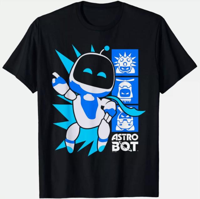 Ripple Junction x Astro Bot Rescue Mission Поза победы Игровая черная футболка S-5XL