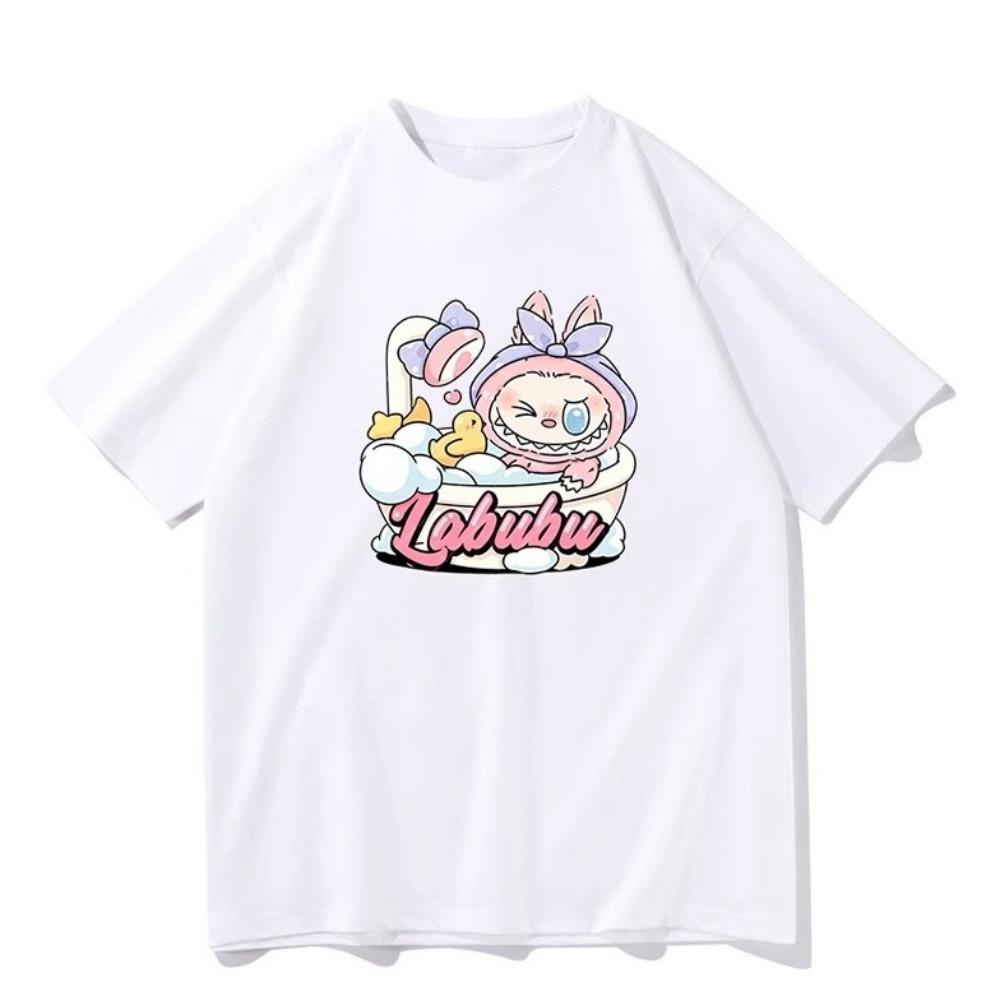 Футболка Labubu повседневная с коротким рукавом и круглым вырезом, унисекс, повседневный модный тренд