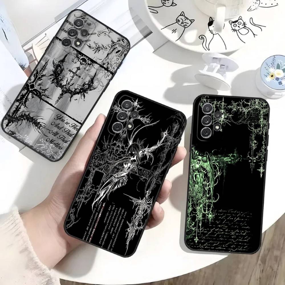 Готический Кибер-Сигил Крест Чехол для Телефона Для Samsung S25,S24,S21,S22,S23,S30,Ultra,S20,Plus,Fe,Lite,Note,10 Черный Мягкий Чехол