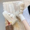 Ugly Cute Muffin Velcro Little White Shoes Women's 2025 Spring New Chic Niche Design Leather Student Bread Shoes