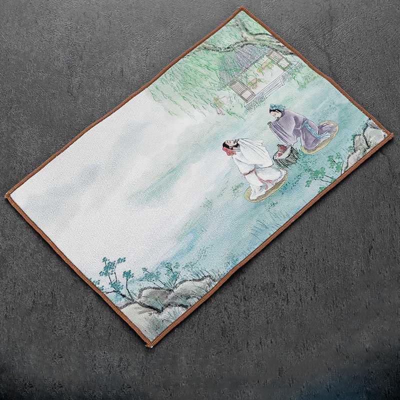 Тряпка для посуды, простое ветровое кухонное полотенце, впитывающая пеньку, серая скатерть, чайная подушечка, аксессуары для чайной церемонии