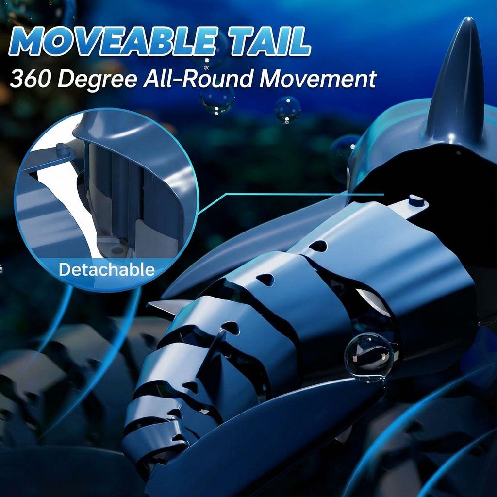 2.4G RC Shark with Waterproof Remote Control, Water Spray & LED, High Simulation Animal Toy for Kids Summer Pool Party