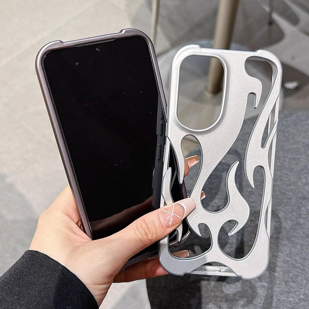 Крутой полый чехол для телефона с узором пламени для Samsung S25 S24 Plus S22 S23 Ultra A16 A06 A55 A15 A54 A14 Тонкий Ударопрочный Мягкий Чехол